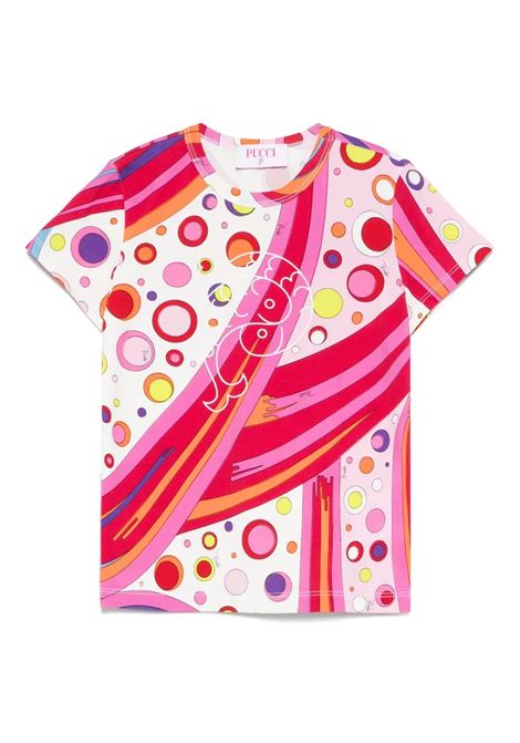 T-Shirt With Fish and Multicolour Fontane Print EMILIO PUCCI JUNIOR | PW8B31-J0469437MC